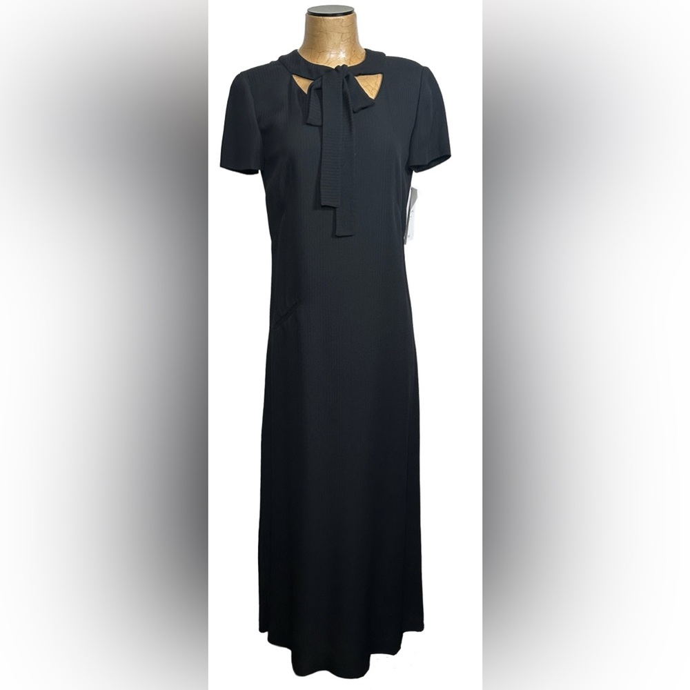 Chanel vintage Boutique 90s‎ maxi dress Black Bow-Tie short sleeve